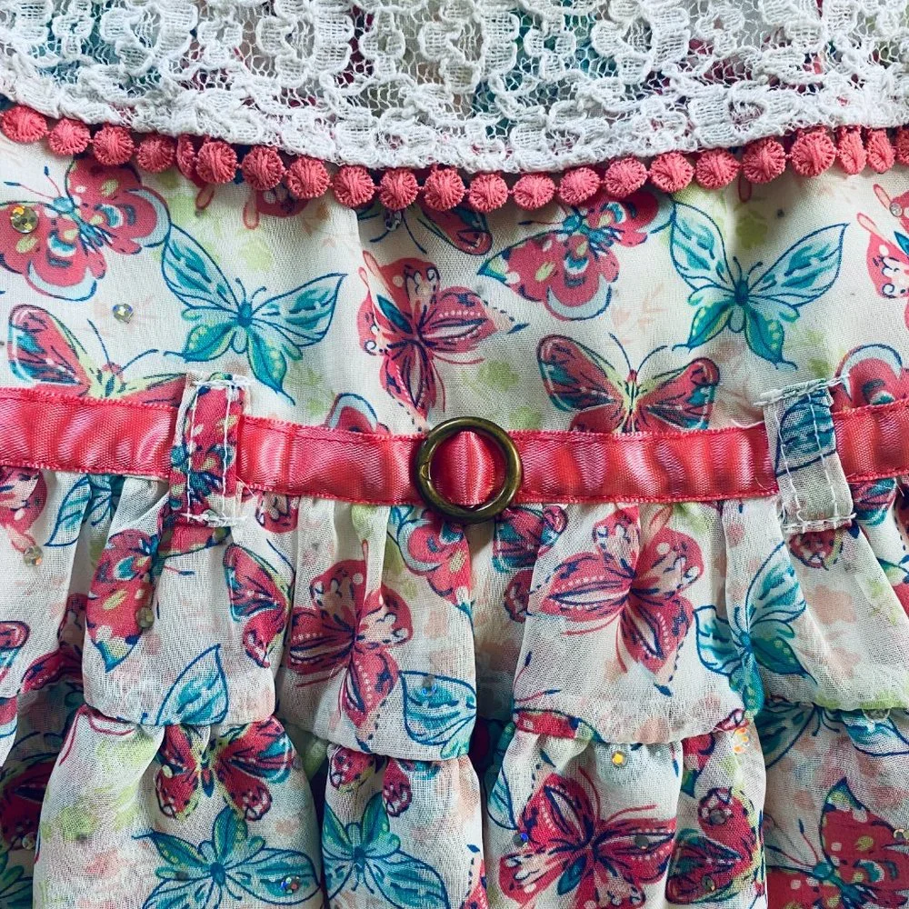 Girl’s Infant Outfit Size 12 months Butterfly Top Capri Denim Leggings - Picture 3 of 14